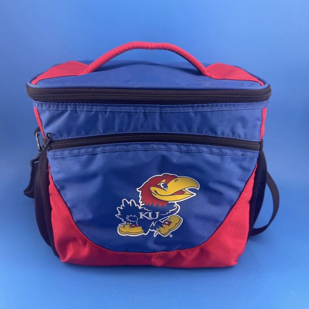 KU Kansas Jayhawks Soft side Cooler Zipper Lunch Box 12 Pack Lightweight Carry